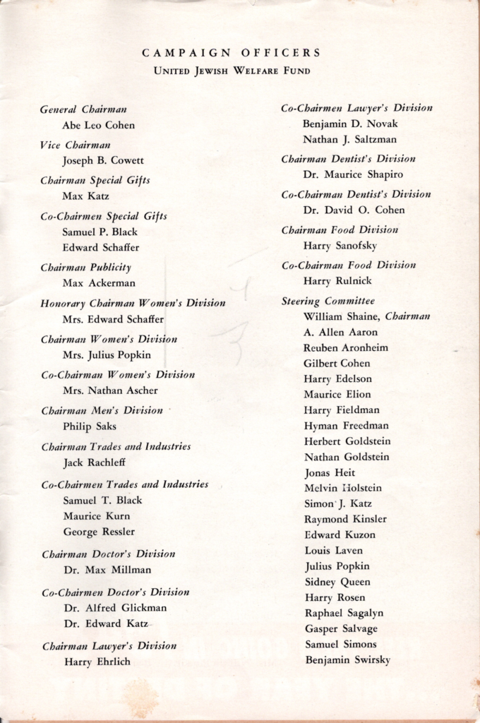 Officers of the Jewish Welfare Fund, 1947, continued