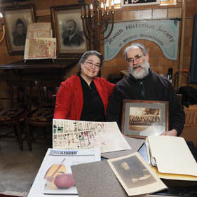 Jane Trigere and Ken Schoen of the Jewish Historical Society of Western Massachusetts located in the old fire staition in South Deerfield. 09/02/25 Franz